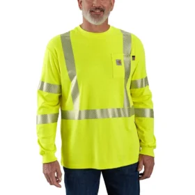 Heren FR High Visibility Force Overhemd met losse pasvorm, armstukken van lange lengte, klasse 3