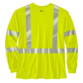 Heren FR High Visibility Force Overhemd met losse pasvorm, armstukken van lange lengte, klasse 3