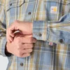 Heren Fr losvallend geruit twill-overhemd met lange armstukken - Vlamwerende overhemden