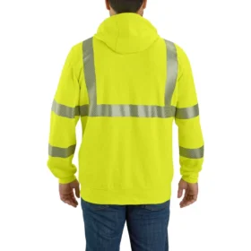 Heren FR-sweatshirt met capuchon en volledige rits, klasse 3, hoge zichtbaarheid