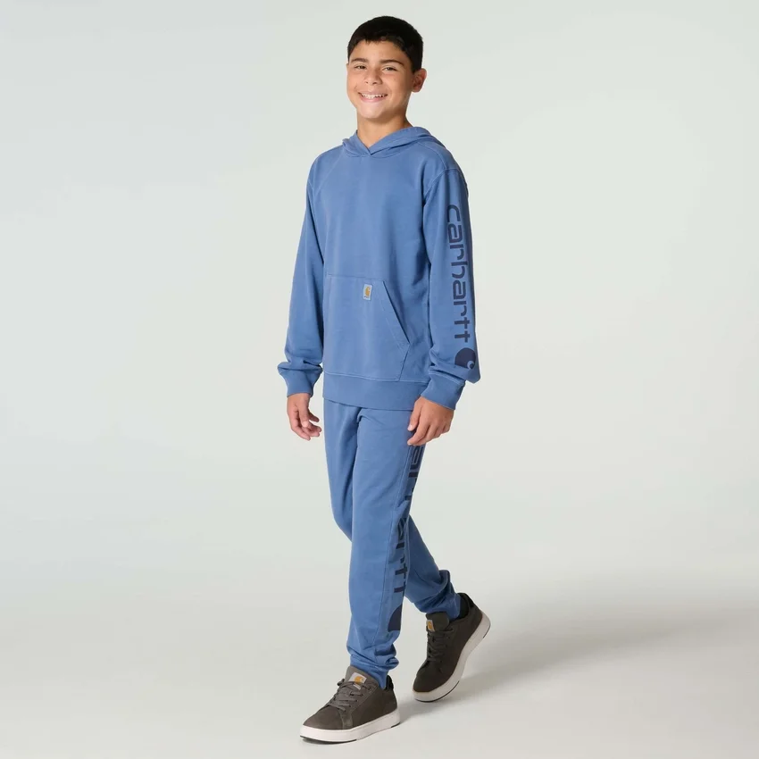 Heren-sweatshirt met lange armstukken, vernieuwd en in de massa geverfd (kinderen/jeugd)