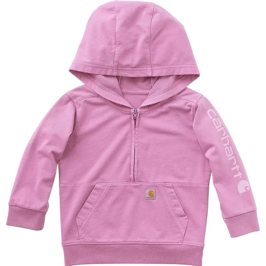 Heren-sweatshirt met lange armstukken, vernieuwd ontwerp, geverfd in de massa, met halve rits (baby/peuter)