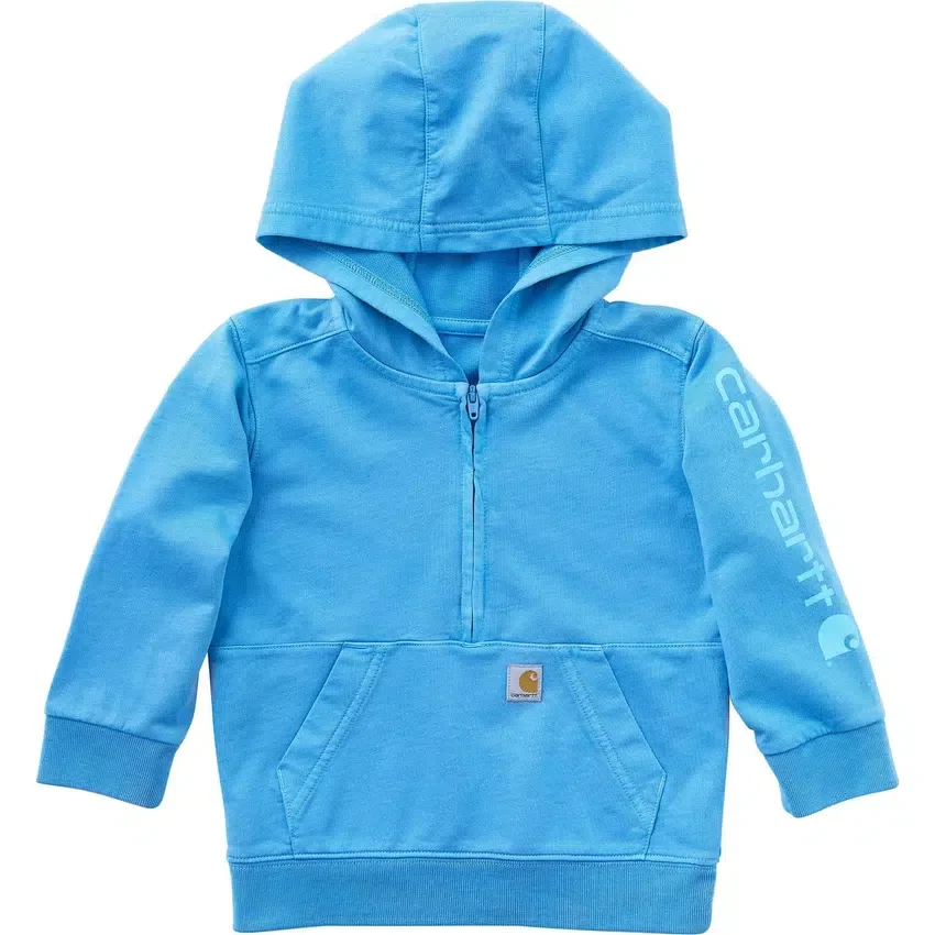 Heren-sweatshirt met lange armstukken, vernieuwd ontwerp, geverfd in de massa, met halve rits (baby/peuter)
