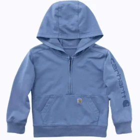 Heren-sweatshirt met lange armstukken, vernieuwd ontwerp, geverfd in de massa, met halve rits (baby/peuter)