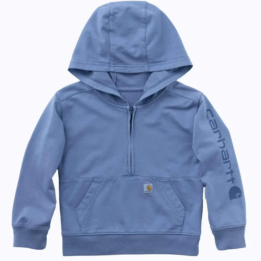 Heren-sweatshirt met lange armstukken, vernieuwd ontwerp, geverfd in de massa, met halve rits (baby/peuter)