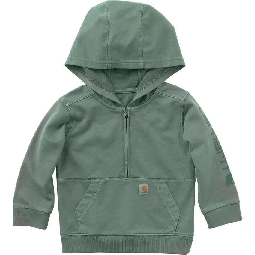 Heren-sweatshirt met lange armstukken, vernieuwd ontwerp, geverfd in de massa, met halve rits (baby/peuter)