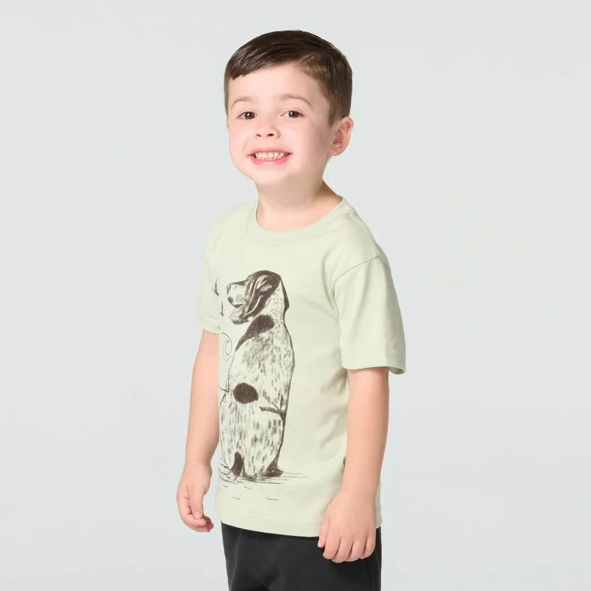Heren-T-shirt met korte armstukken en hondenprint (kind/peuter)