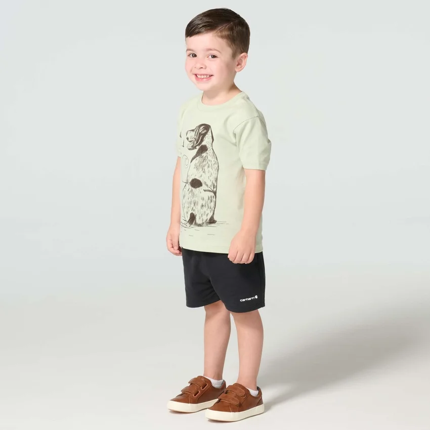 Heren-T-shirt met korte armstukken en hondenprint (kind/peuter)