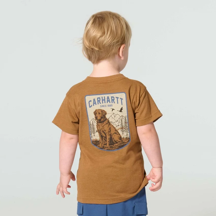 Heren-T-shirt met korte armstukken en hondenprint (kind/peuter/jeugd)