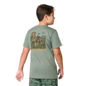 Heren-T-shirt met korte armstukken en hondenprint (kinderen/jeugd)