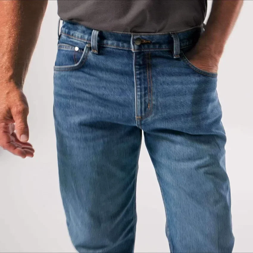 Heren werkjeans met losse pasvorm, rechte pijpen en Rugged Flex