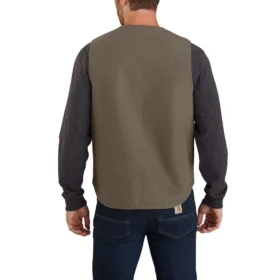 Herenvest van gewassen canvas met stevige sherpa-voering
