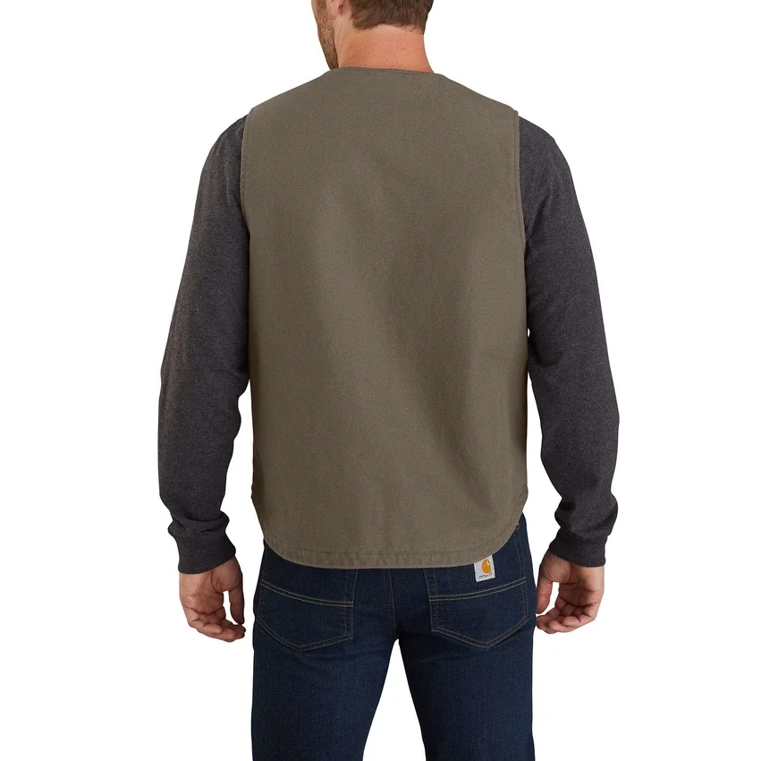 Herenvest van gewassen canvas met stevige sherpa-voering