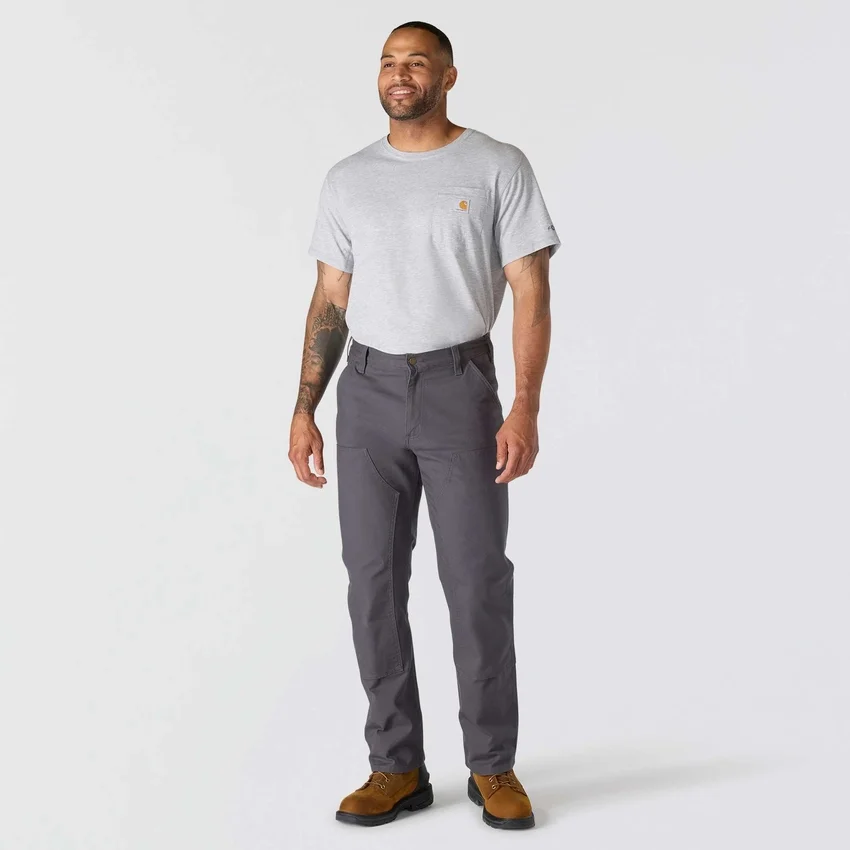 Herenwerkbroek met relaxte, rechte pasvorm, Rugged Flex Duck en dubbele knieversterking