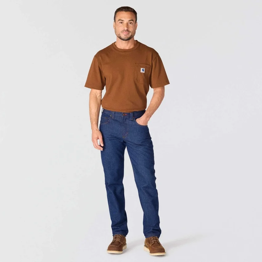 Herenwerkjeans uit de Crafted-serie met relaxte pasvorm en rechte pijpen