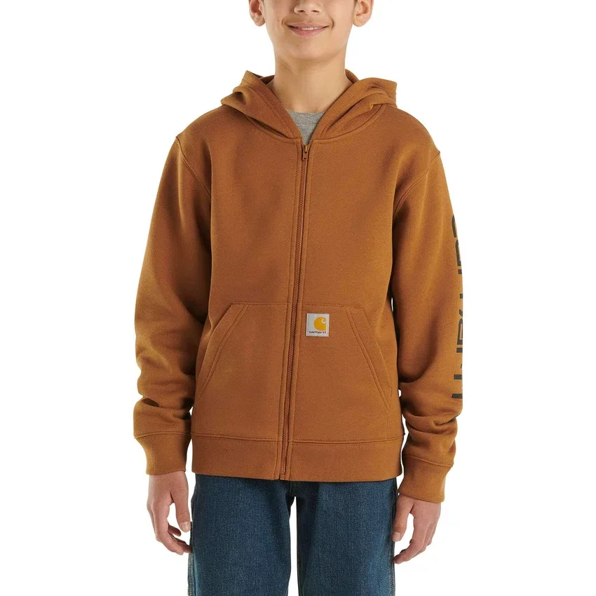 Hoodie met lange armstukken en doorlopende rits voor jongens (kind/jeugd)