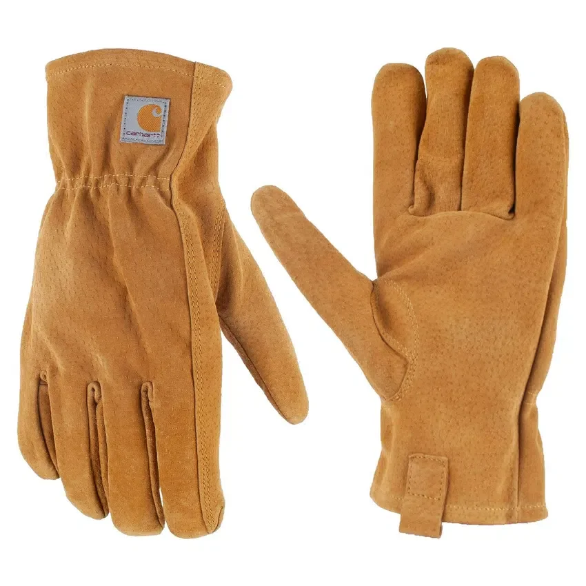 Leren handschoen met open manchet