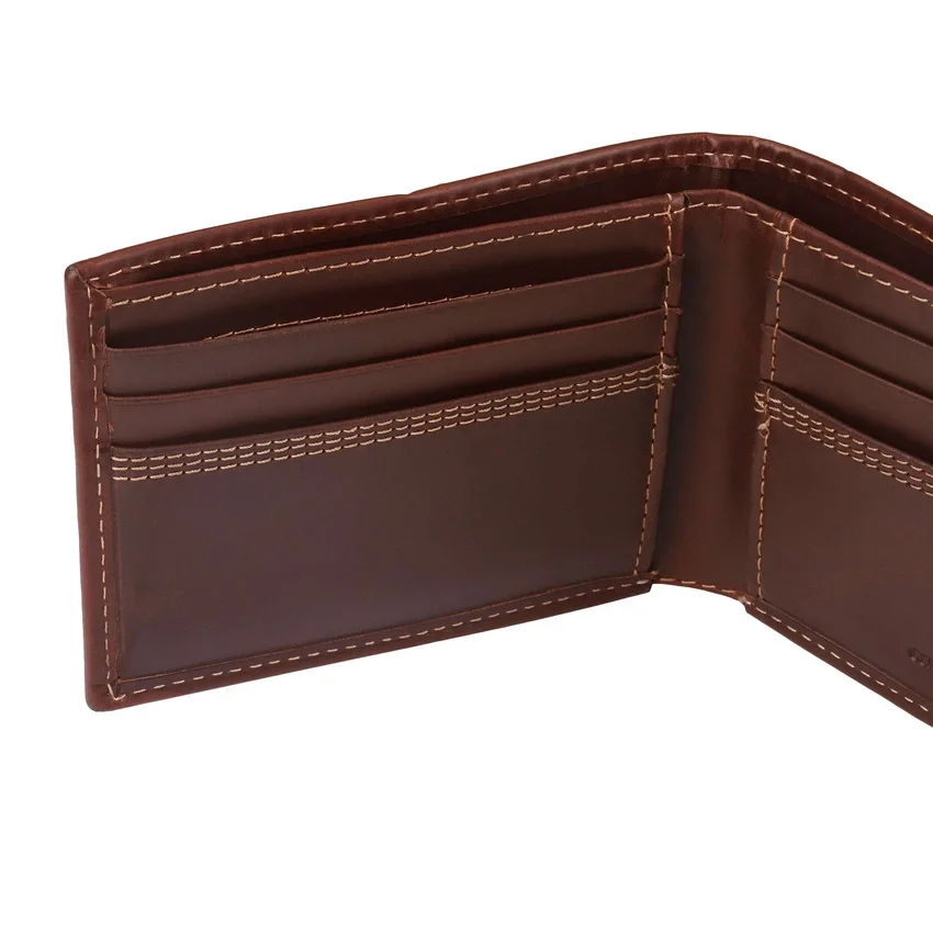 Leren pasjeshouder met drievoudige stiksels