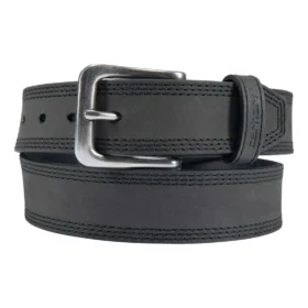 Leren riem met drievoudige stiksels
