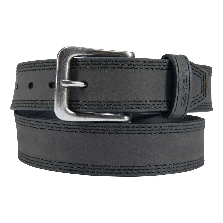 Leren riem met drievoudige stiksels