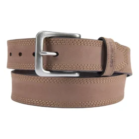 Leren riem met drievoudige stiksels