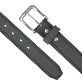Leren riem met drievoudige stiksels