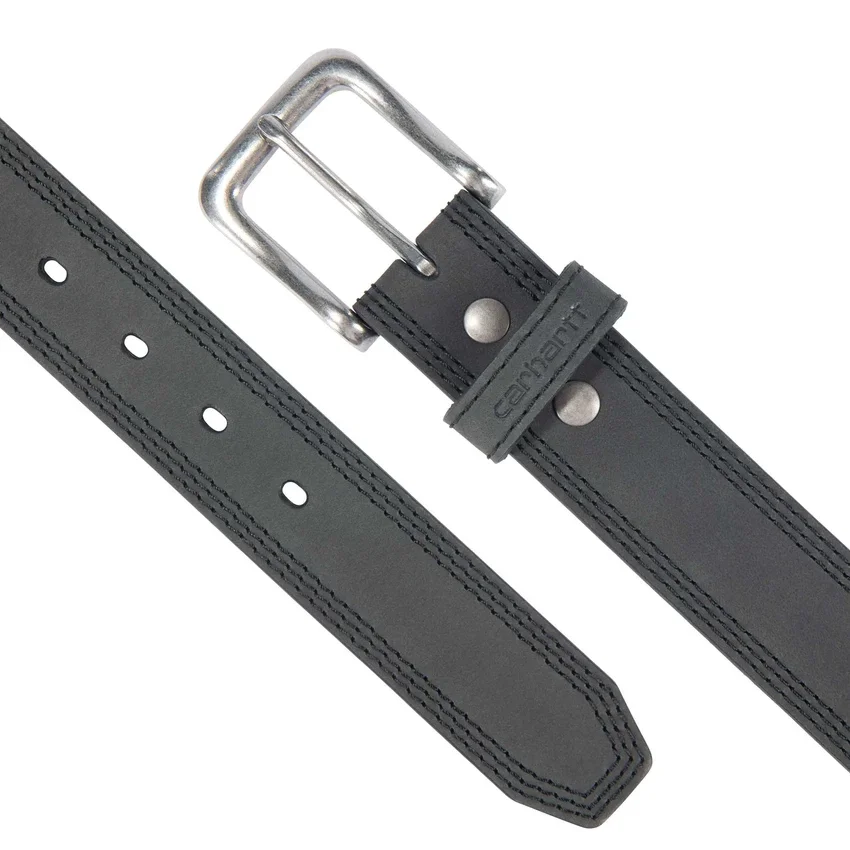 Leren riem met drievoudige stiksels