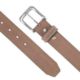 Leren riem met drievoudige stiksels