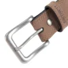 Leren riem met drievoudige stiksels
