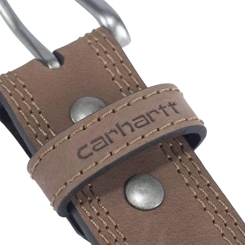 Leren riem met drievoudige stiksels