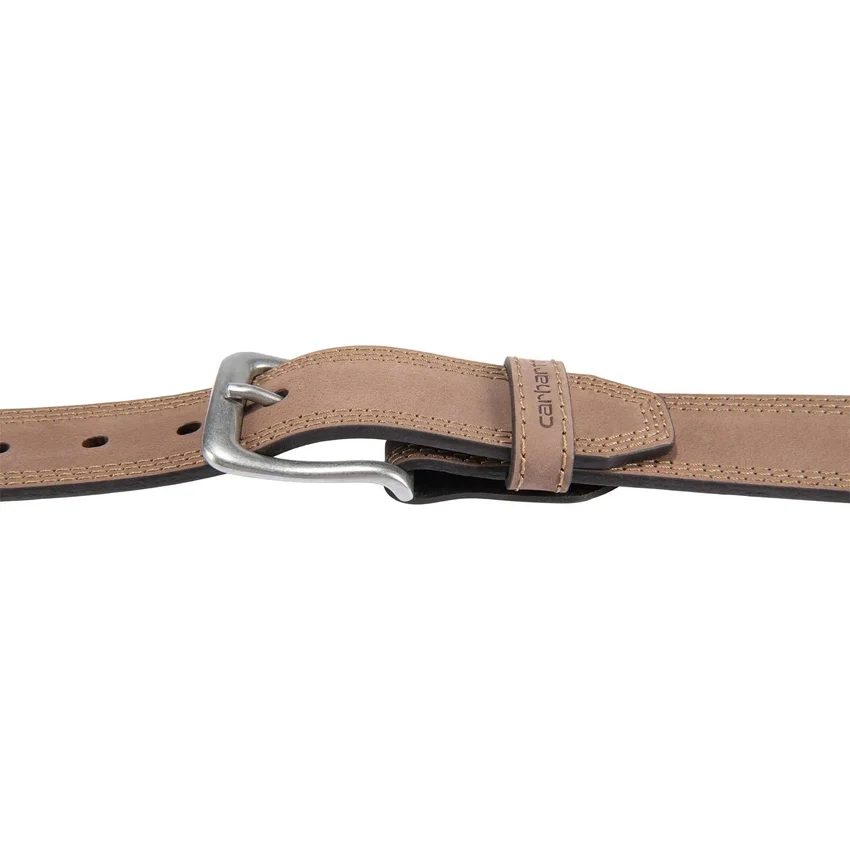 Leren riem met drievoudige stiksels