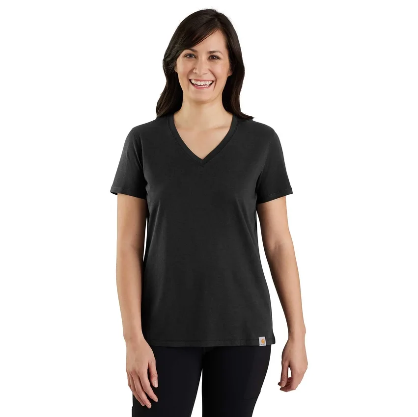 Lichtgewicht, ademend T-shirt met V-hals en relaxte pasvorm van Tencel voor dames
