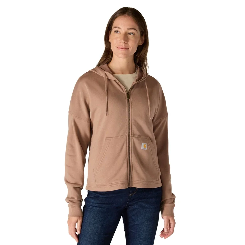 Lichtgewicht Tencel-sweatshirt met capuchon en doorlopende rits voor dames