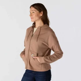 Lichtgewicht Tencel-sweatshirt met capuchon en doorlopende rits voor dames