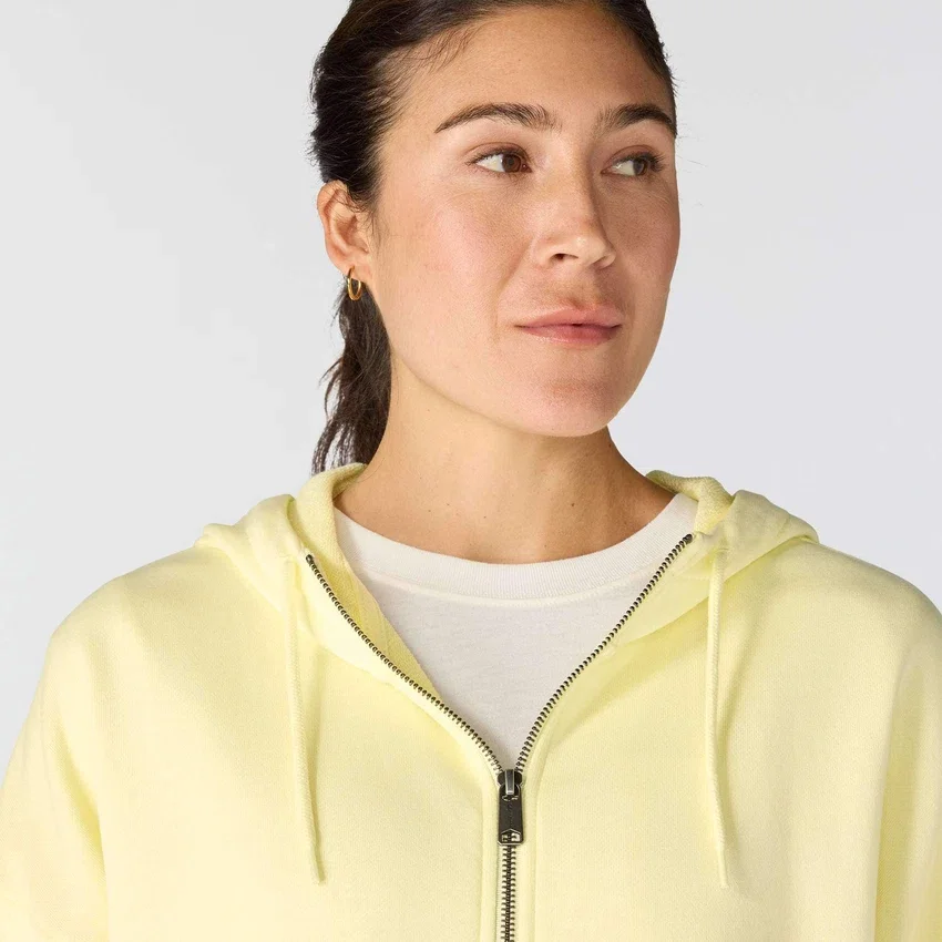 Lichtgewicht Tencel-sweatshirt met capuchon en doorlopende rits voor dames