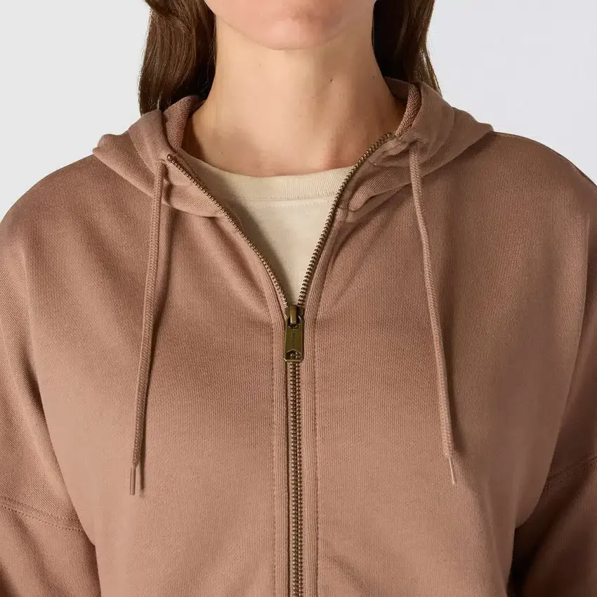 Lichtgewicht Tencel-sweatshirt met capuchon en doorlopende rits voor dames
