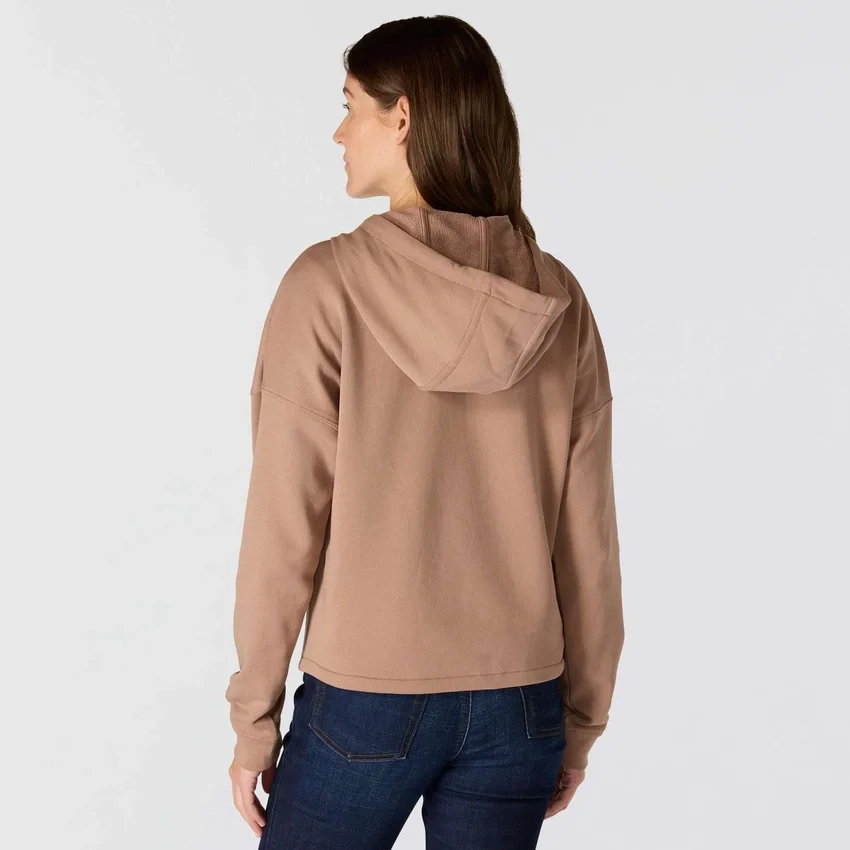 Lichtgewicht Tencel-sweatshirt met capuchon en doorlopende rits voor dames