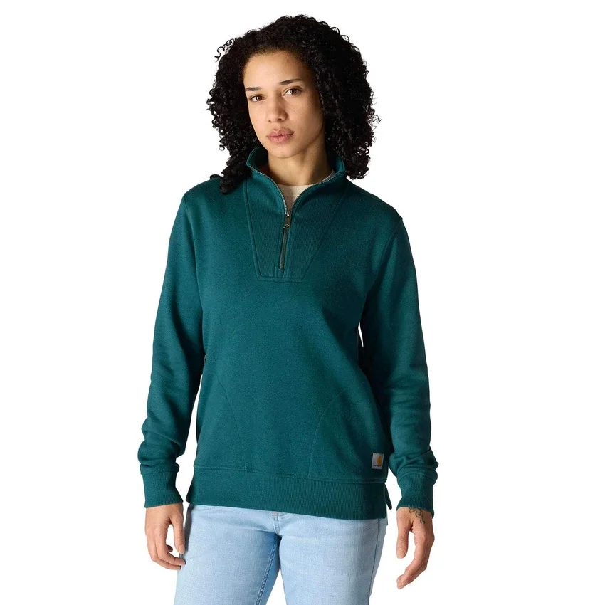 Lichtgewicht Tencel-sweatshirt met halve rits voor dames