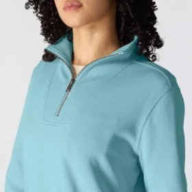 Lichtgewicht Tencel-sweatshirt met halve rits voor dames