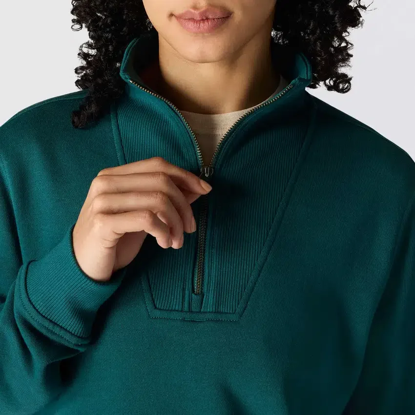 Lichtgewicht Tencel-sweatshirt met halve rits voor dames
