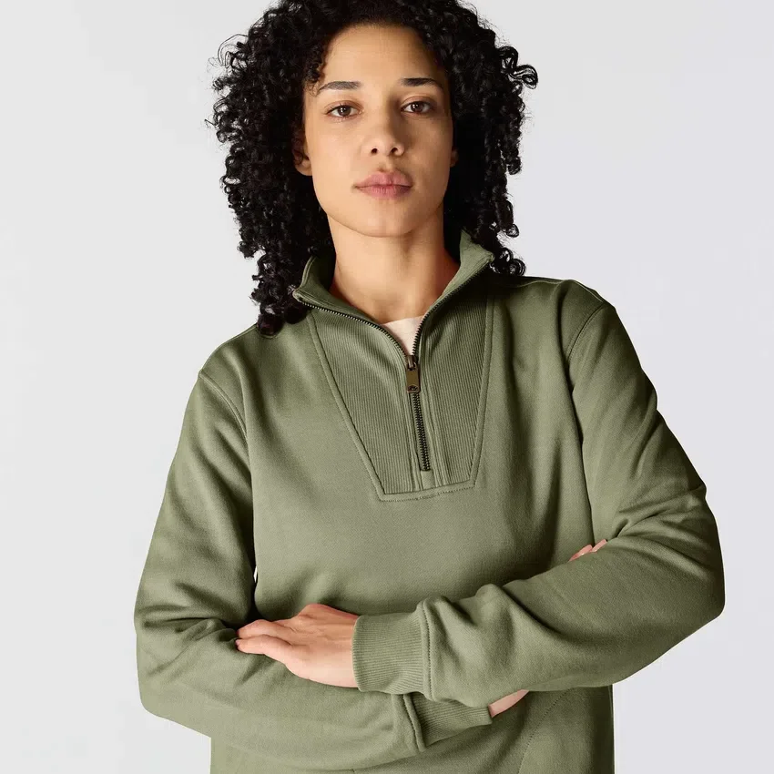 Lichtgewicht Tencel-sweatshirt met halve rits voor dames