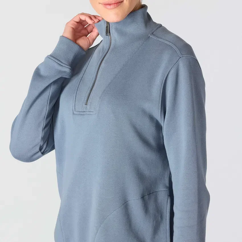Lichtgewicht Tencel-sweatshirt met halve rits voor dames