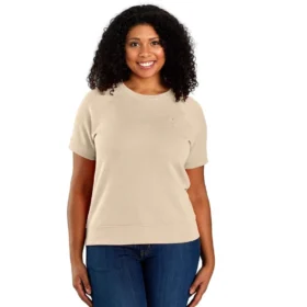 Lichtgewicht Tencel-sweatshirt met korte armstukken en relaxte pasvorm van French Terry voor dames