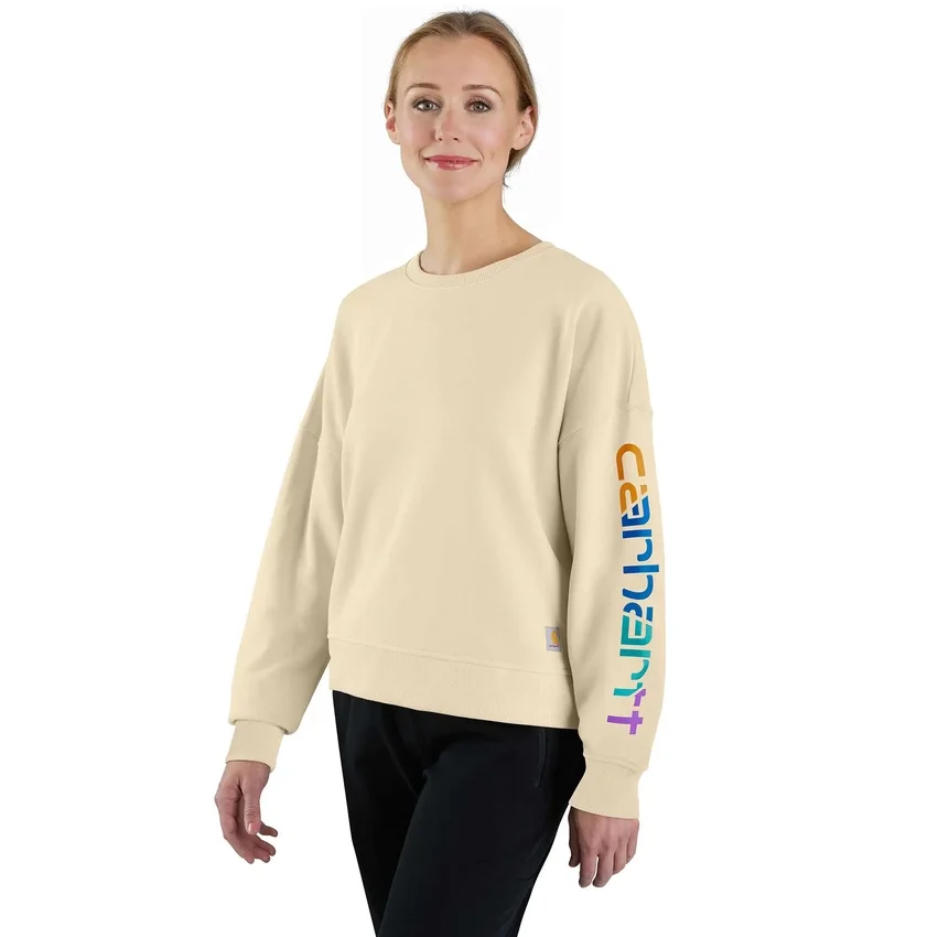 Lichtgewicht Tencel-sweatshirt met losse pasvorm en grafische armstukken voor dames