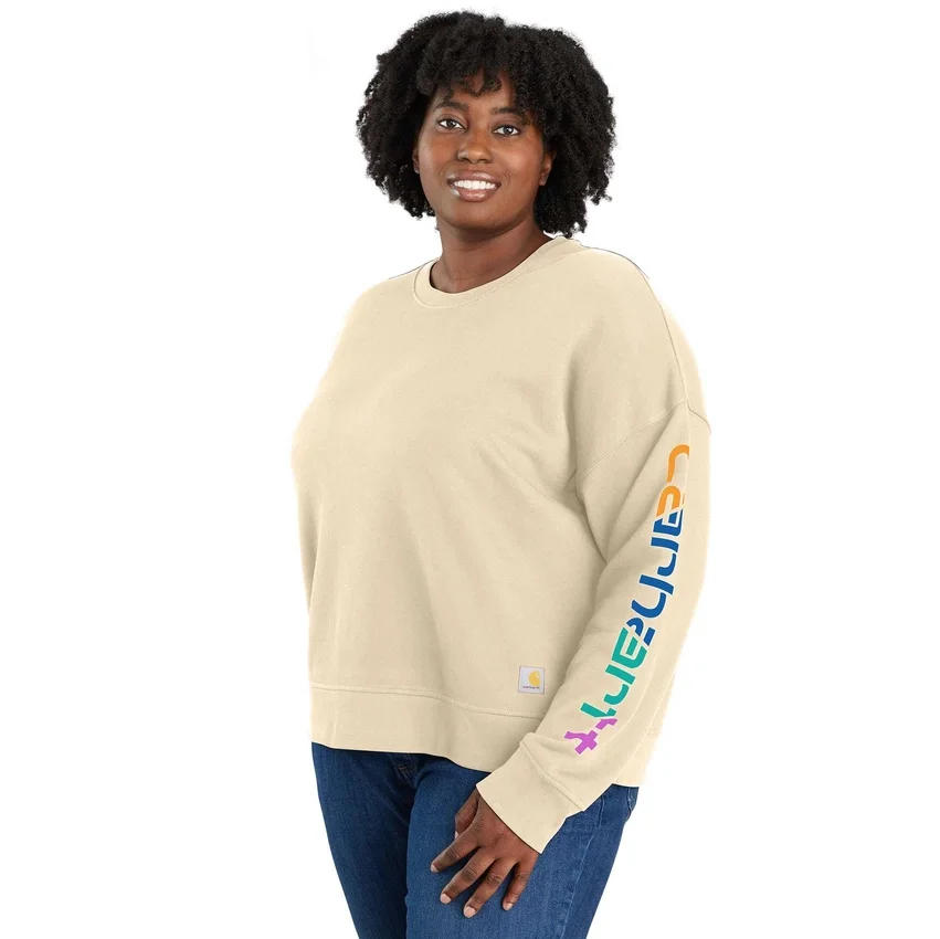 Lichtgewicht Tencel-sweatshirt met losse pasvorm en grafische armstukken voor dames