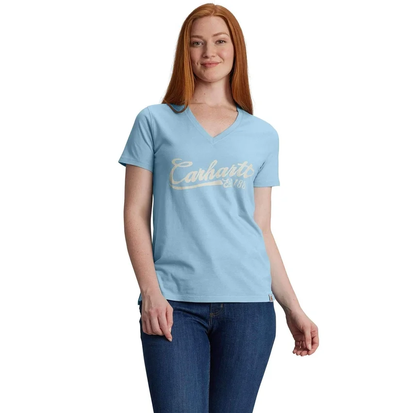 Lichtgewicht Tencel T-shirt met V-hals en print voor dames