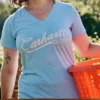 Lichtgewicht Tencel T-shirt met V-hals en print voor dames