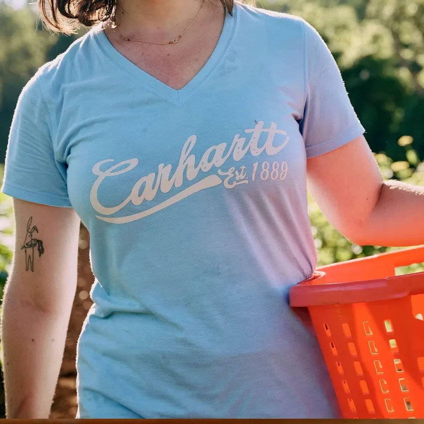 Lichtgewicht Tencel T-shirt met V-hals en print voor dames