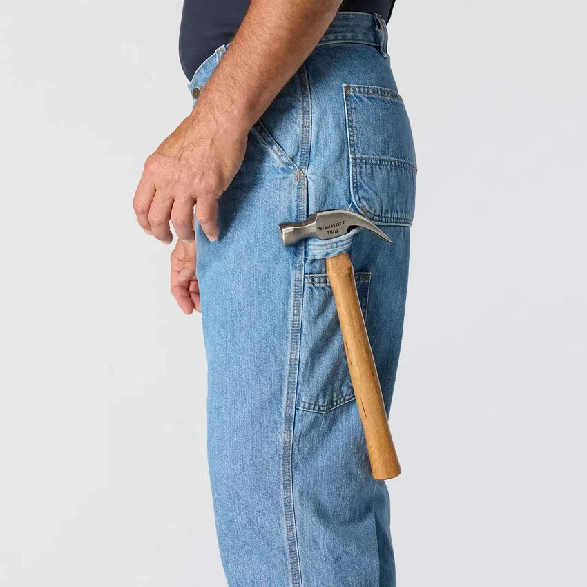 Loszittende, rechte werkjeans voor heren