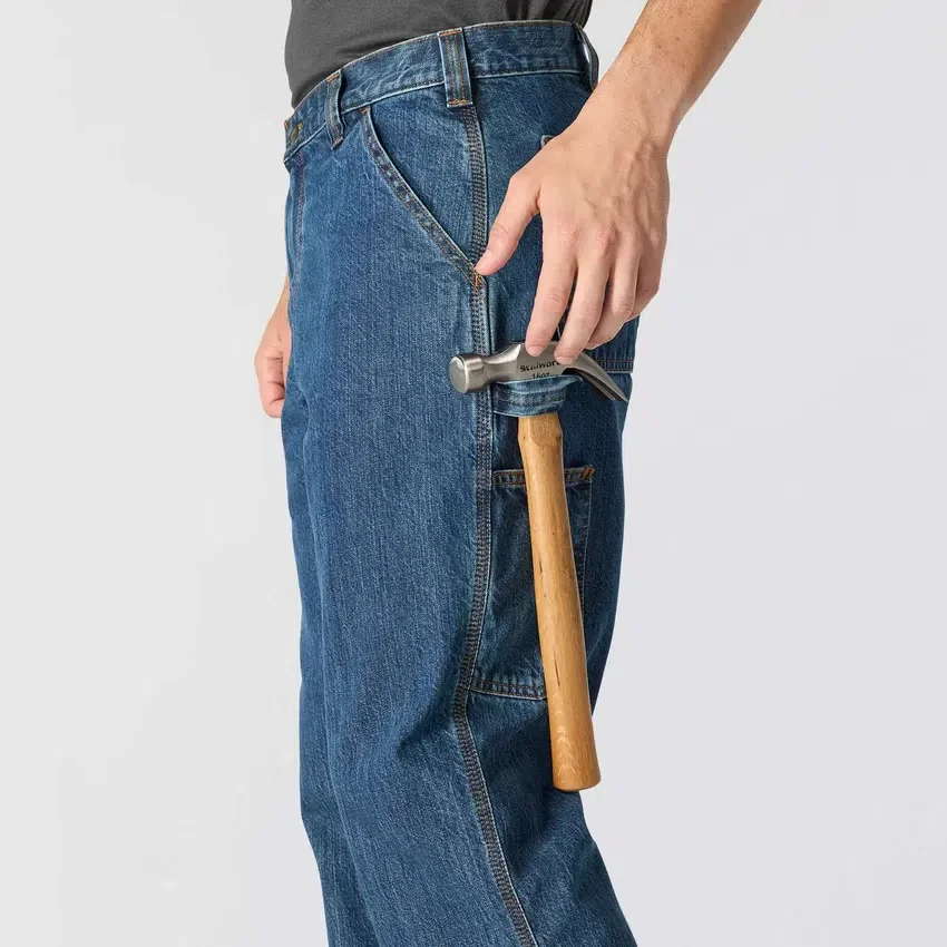 Loszittende, rechte werkjeans voor heren